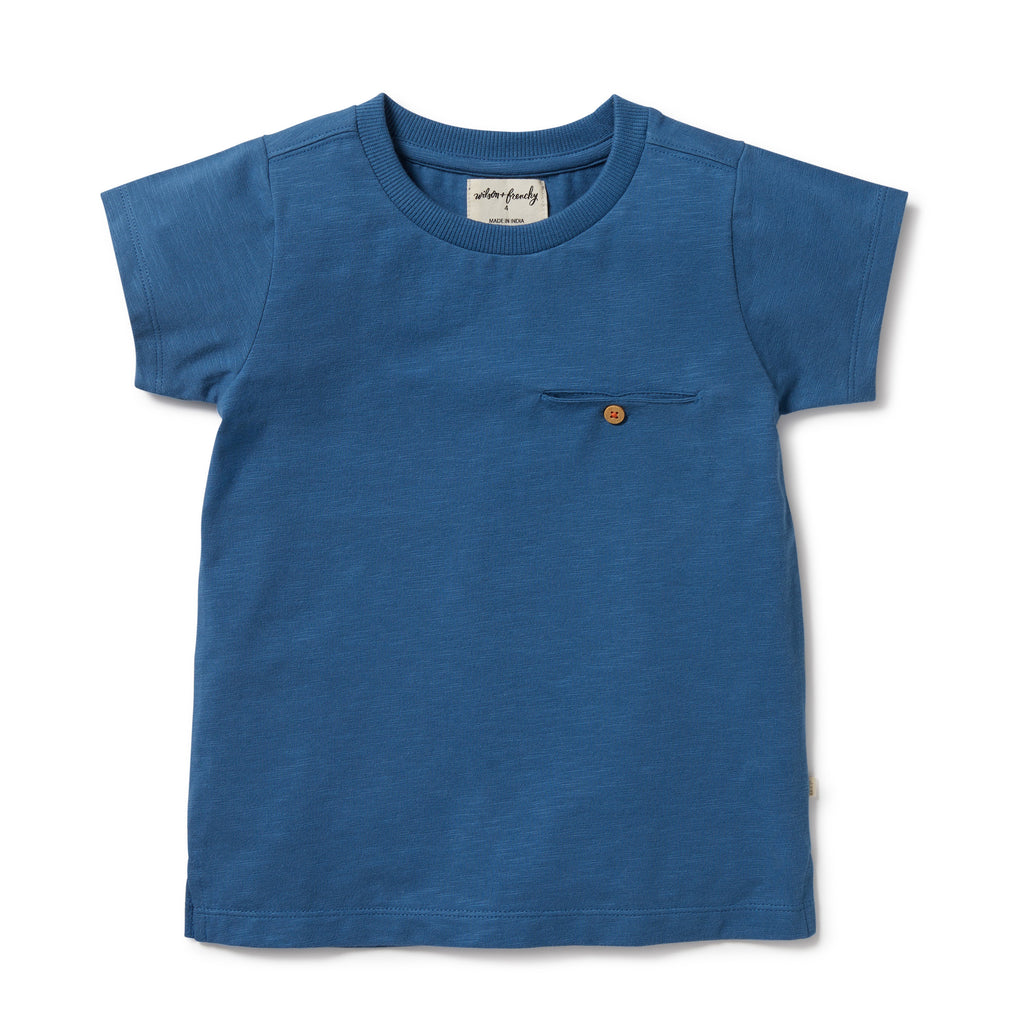 Wilson and Frenchy Dark Blue Organic Pocket Tee