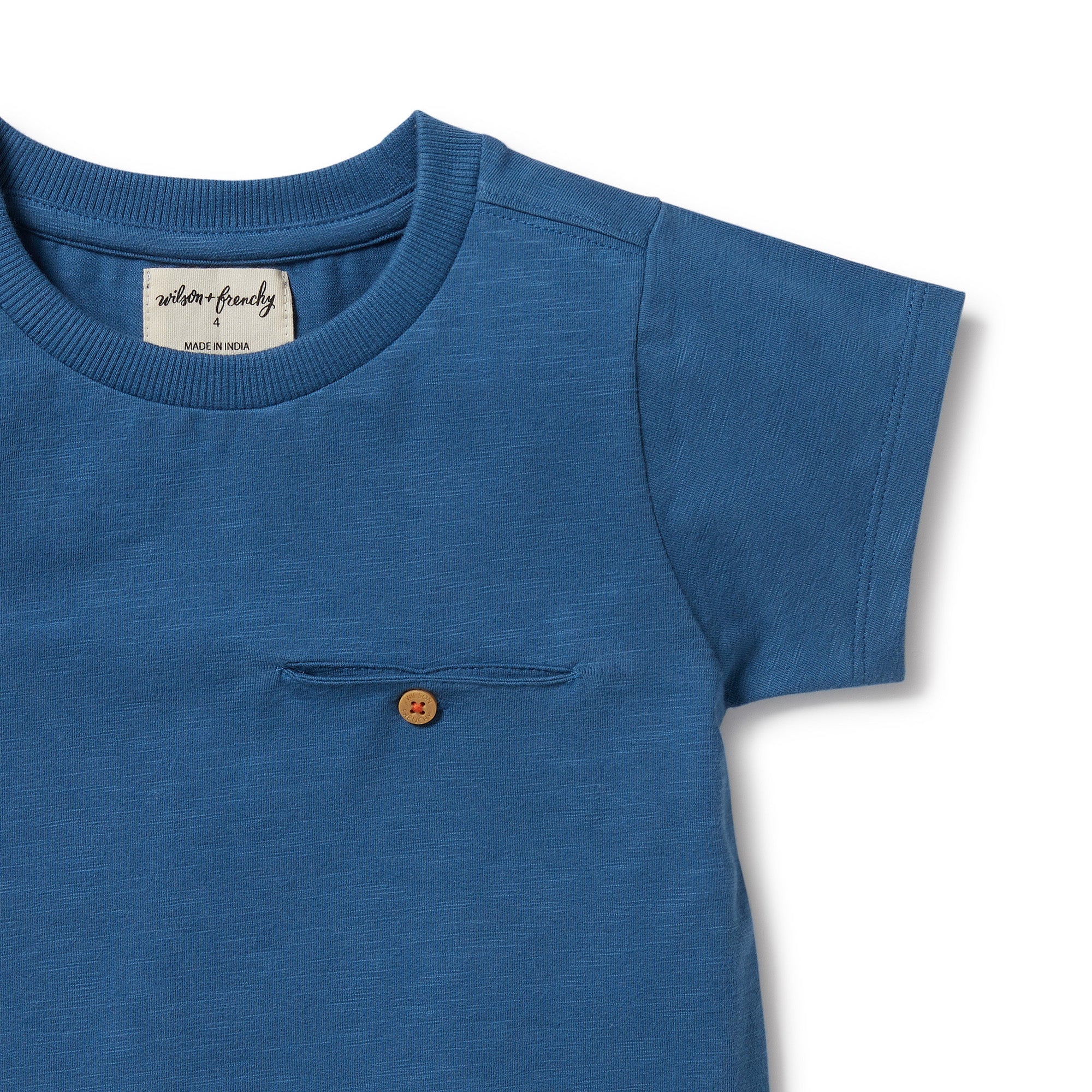 Wilson and Frenchy Dark Blue Organic Pocket Tee