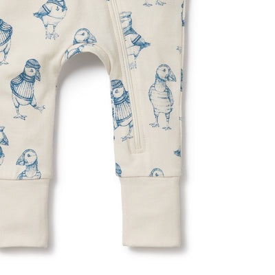 Wilson and Frenchy Petit Puffin Organic Zipsuit with Feet