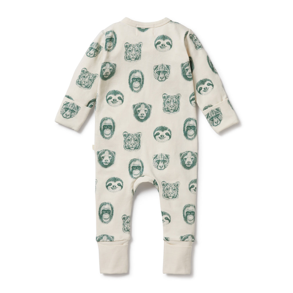 Wilson and Frenchy Hello Jungle Organic Zipsuit with Feet