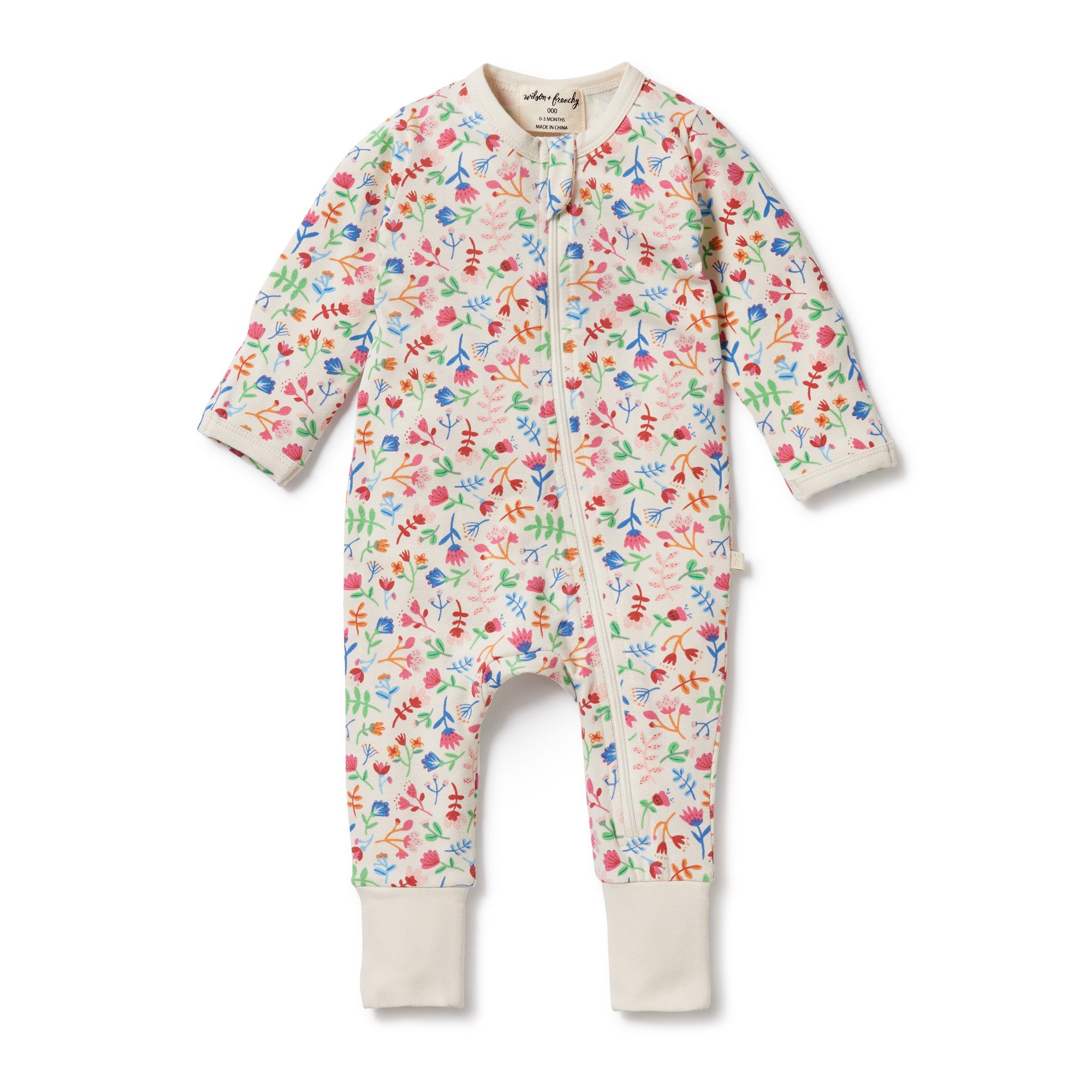 Wilson and Frenchy Tropical Garden Organic Zipsuit with Feet