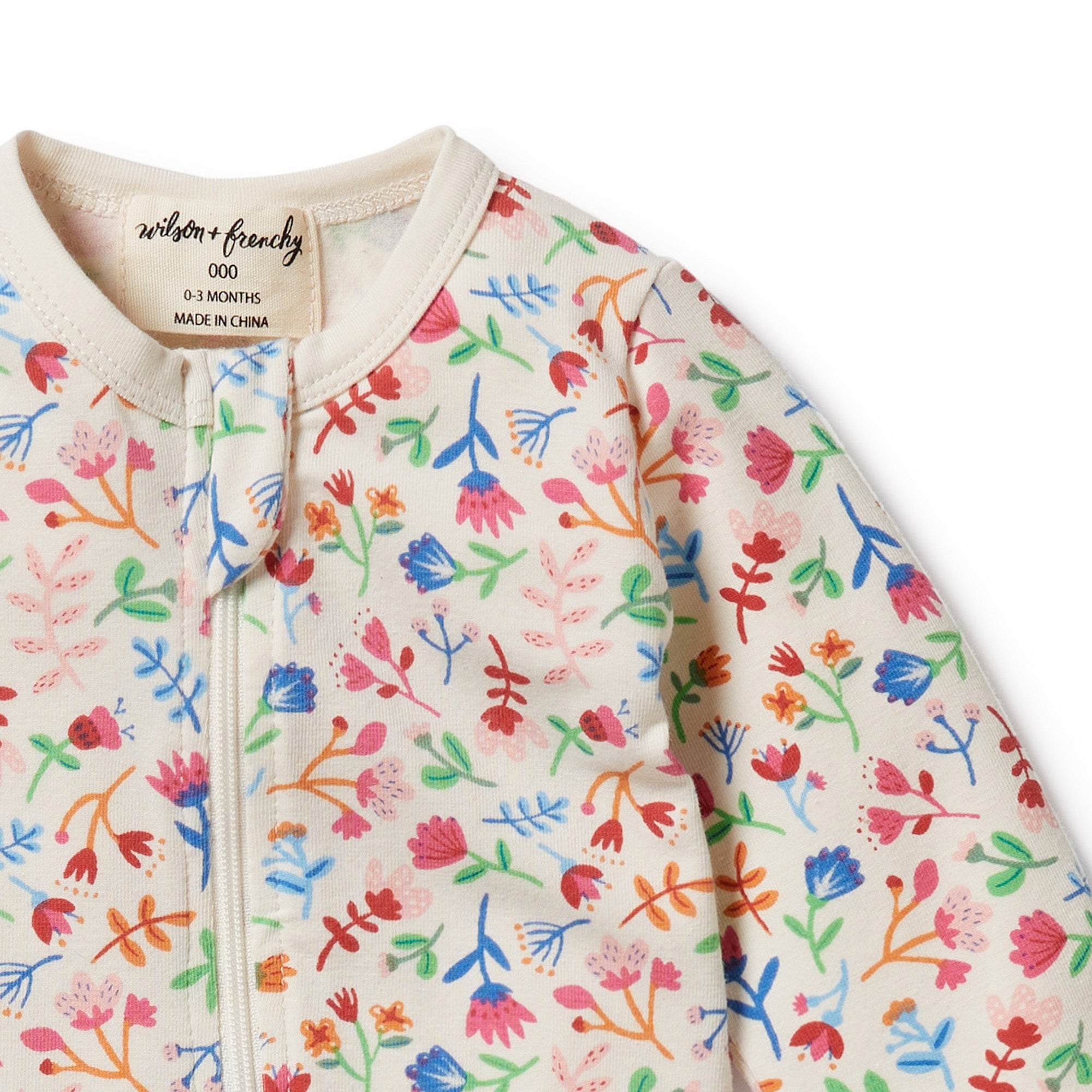 Wilson and Frenchy Tropical Garden Organic Zipsuit with Feet