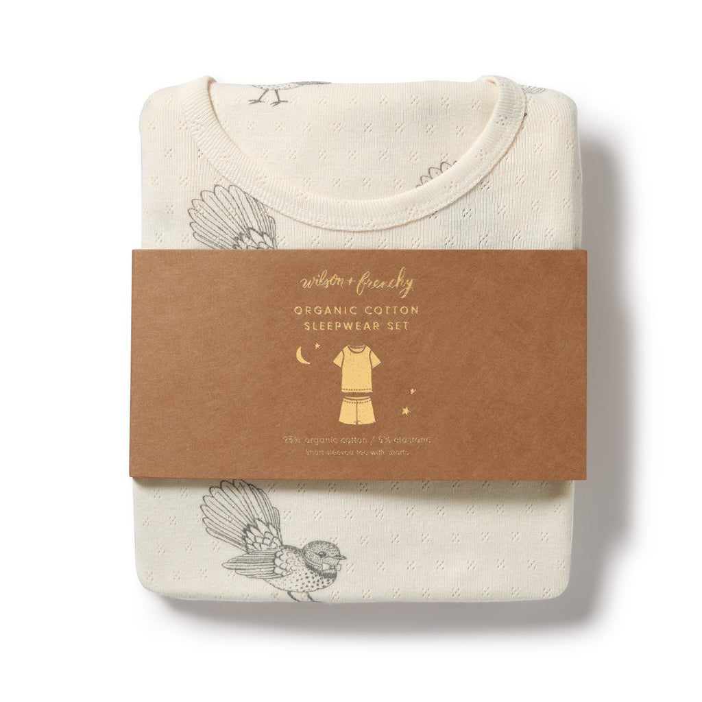 Little Fantail Organic Pointelle Short Sleeved Pyjamas