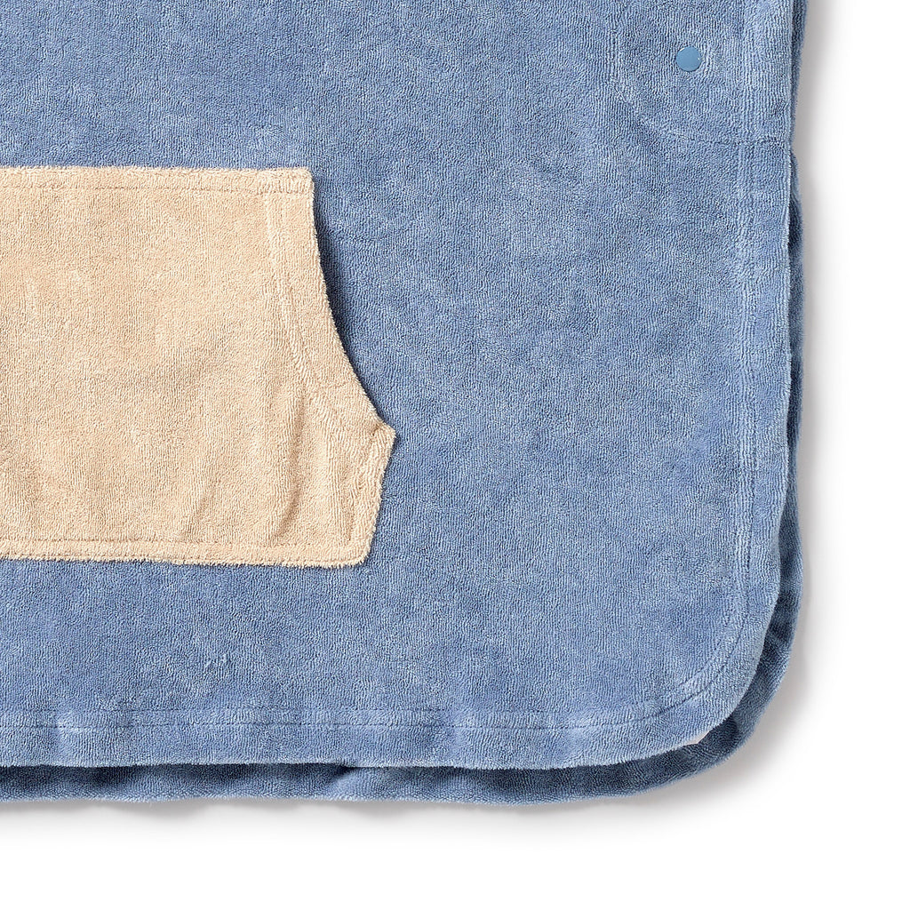 Dusty Blue Organic Terry Hooded Poncho