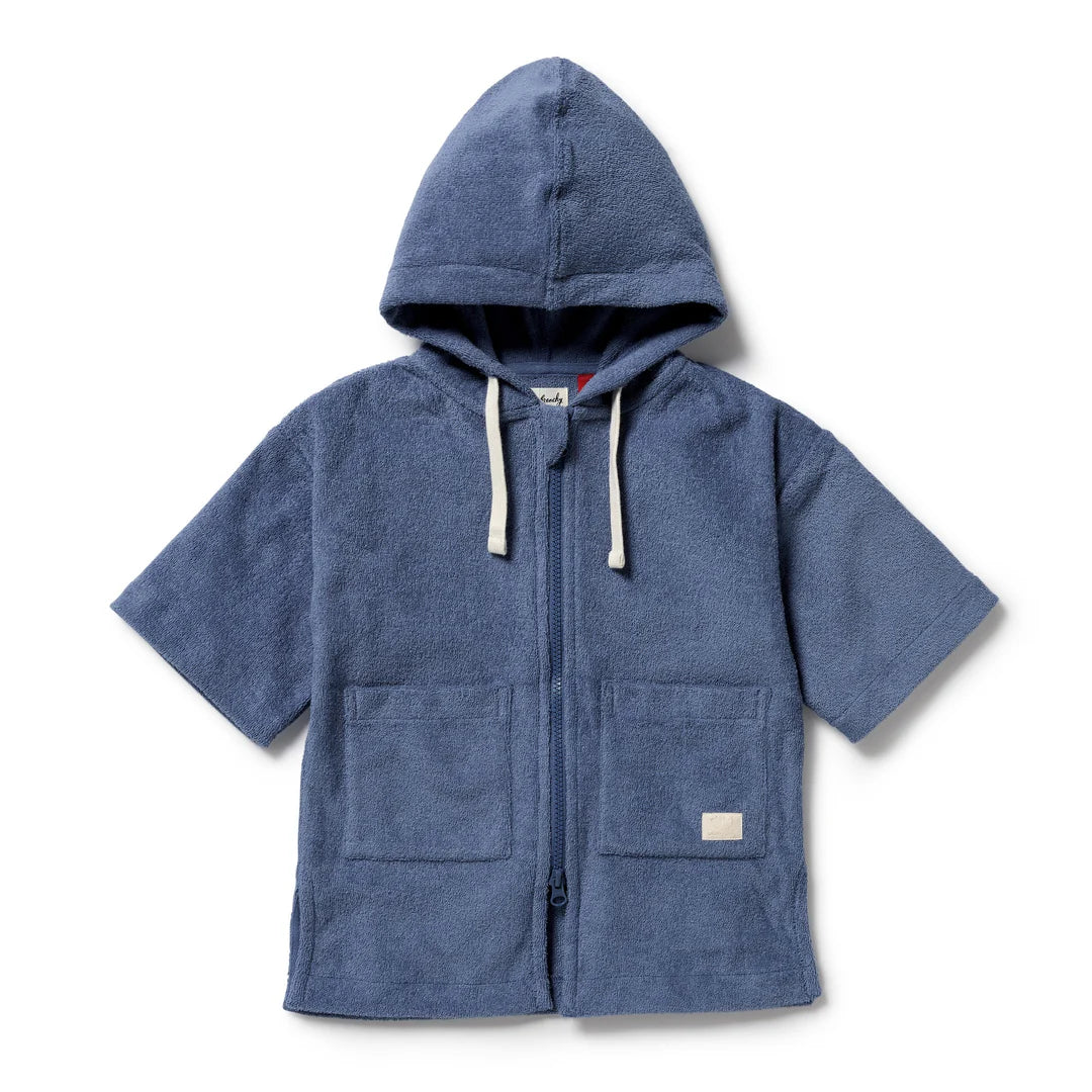 Organic Terry Hooded Towel - Deep Blue