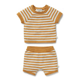 Organic Knitted Set - Golden Wave Stripe