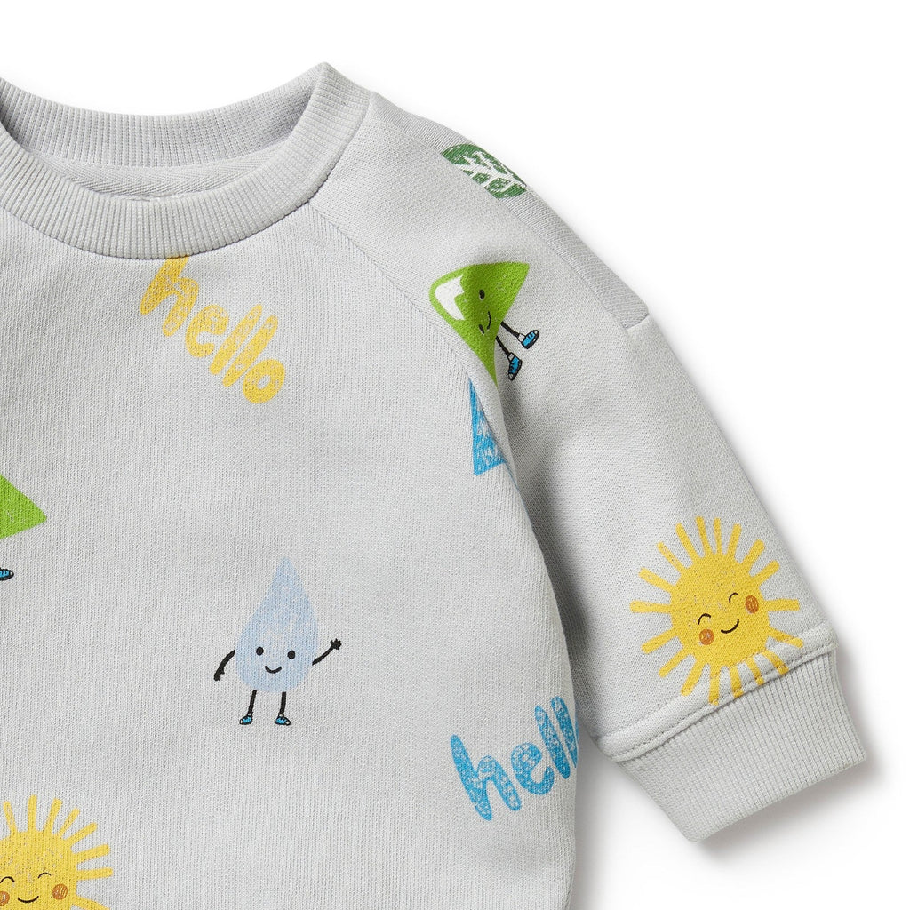 Wilson and Frenchy Organic Terry Sweat - HELLO  Bluebell
