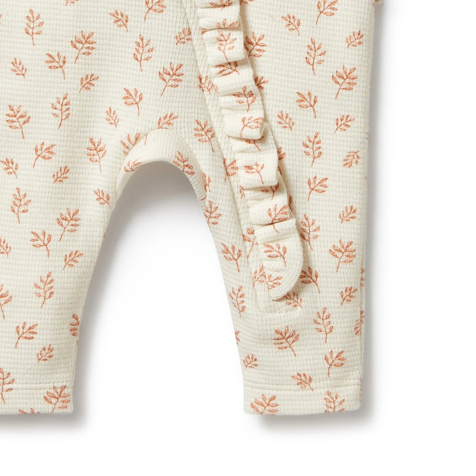 Wilson and Frenchy Organic Waffle Ruffle Zipsuit - Winter Bloom