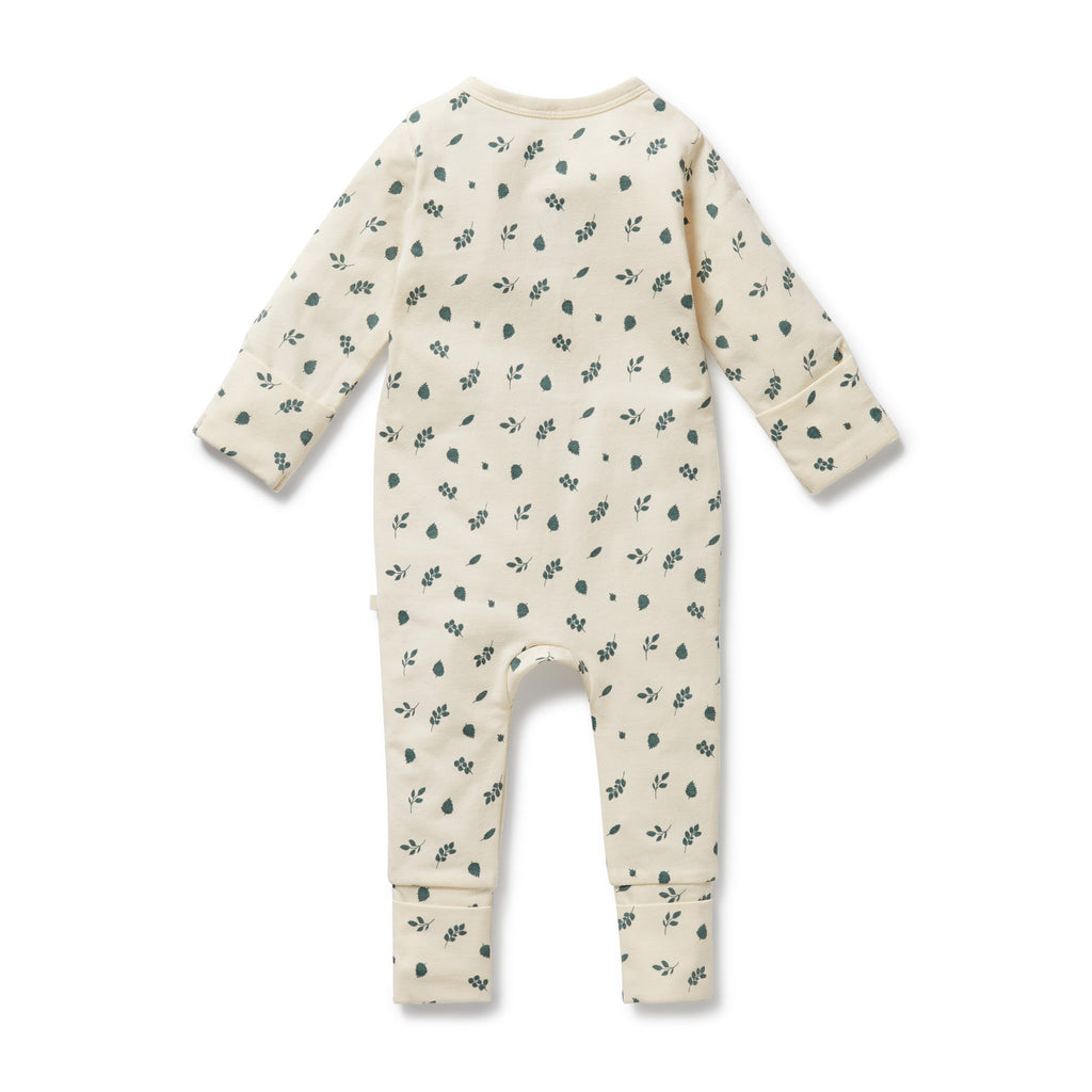 Twilight Leaf Organic Zipsuit with Feet