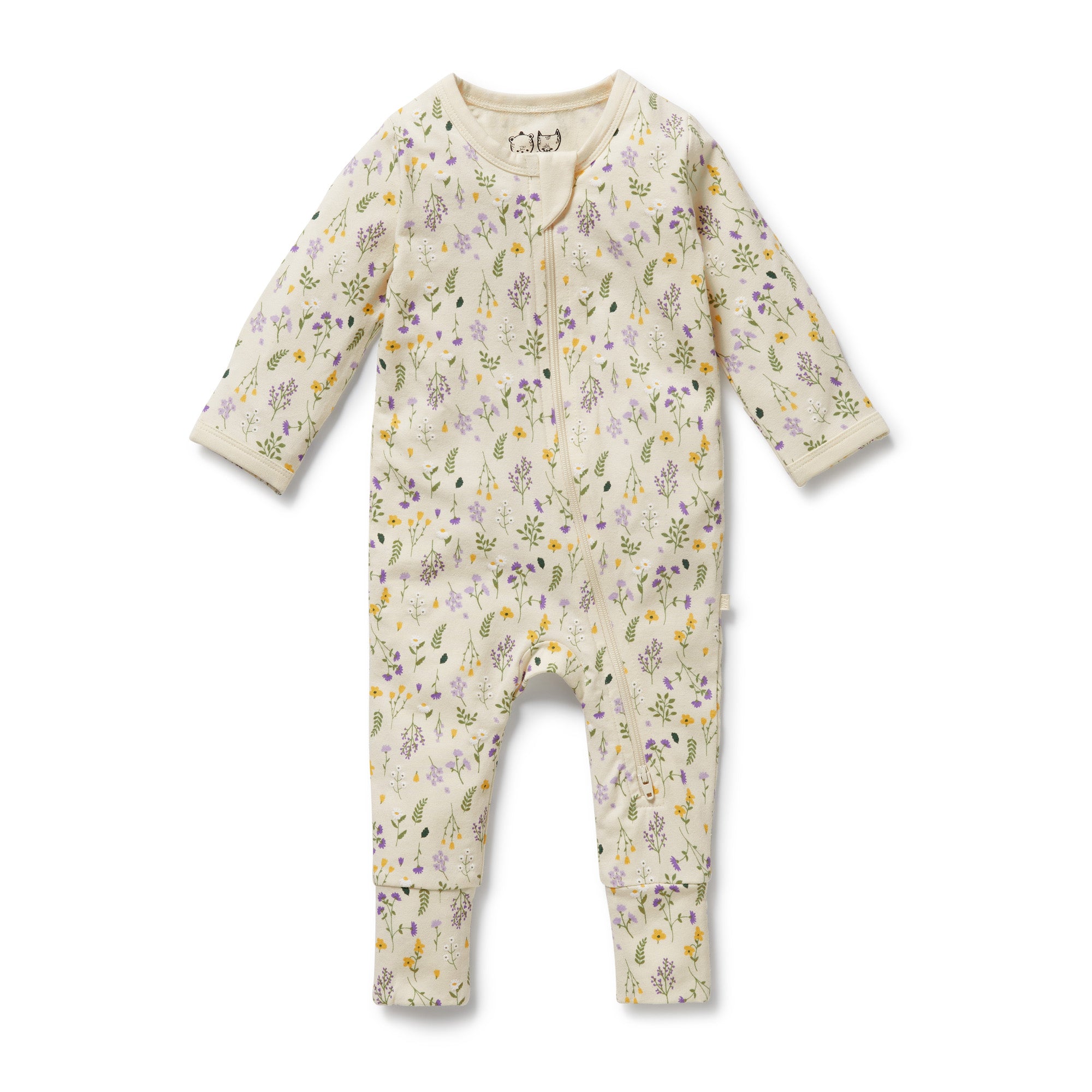 Bella Floral Organic Zipsuit with Feet