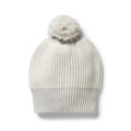 Grey Melange and Oatmeal Organic Knitted Ribbed Hat