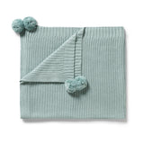 Duck Egg Organic Knitted Blanket