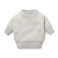 Grey Melange and Oatmeal Organic Knitted Ribbed Jumper