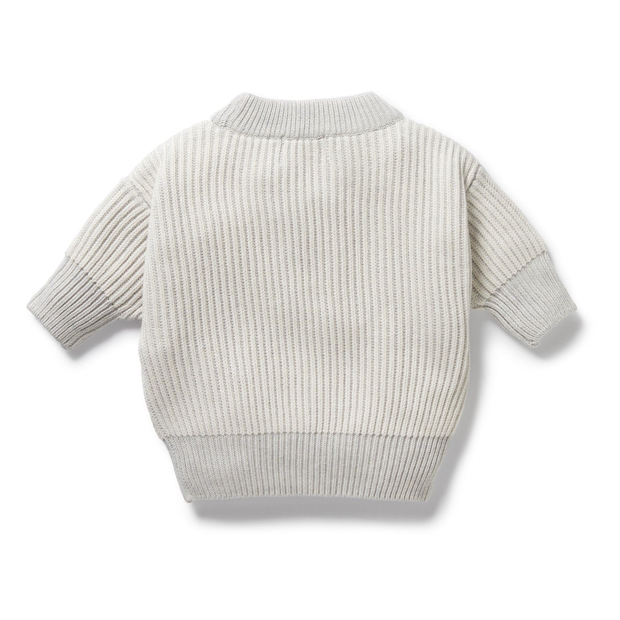 Grey Melange and Oatmeal Organic Knitted Ribbed Jumper