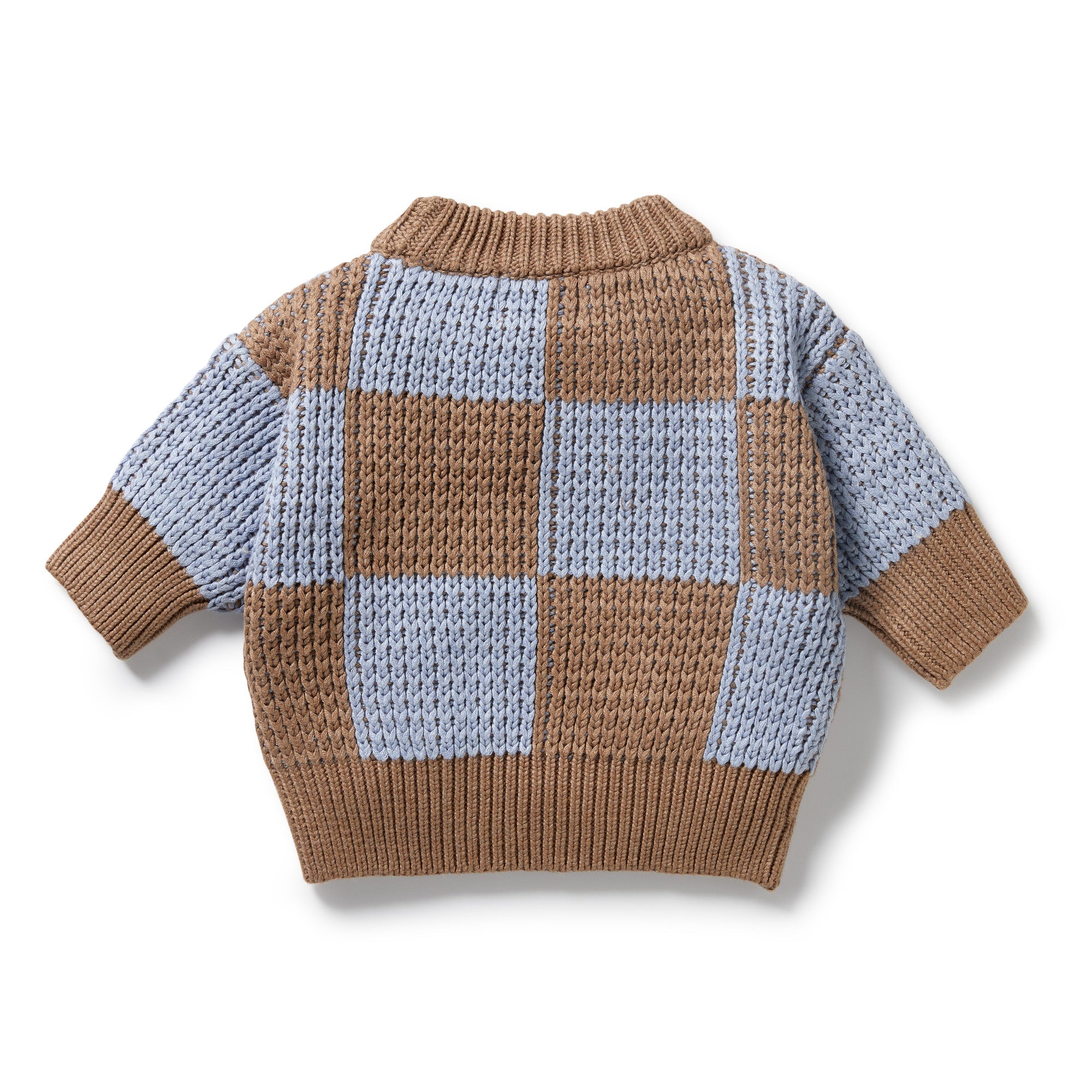 Coco Blue Speckle Organic Knitted Check Jumper