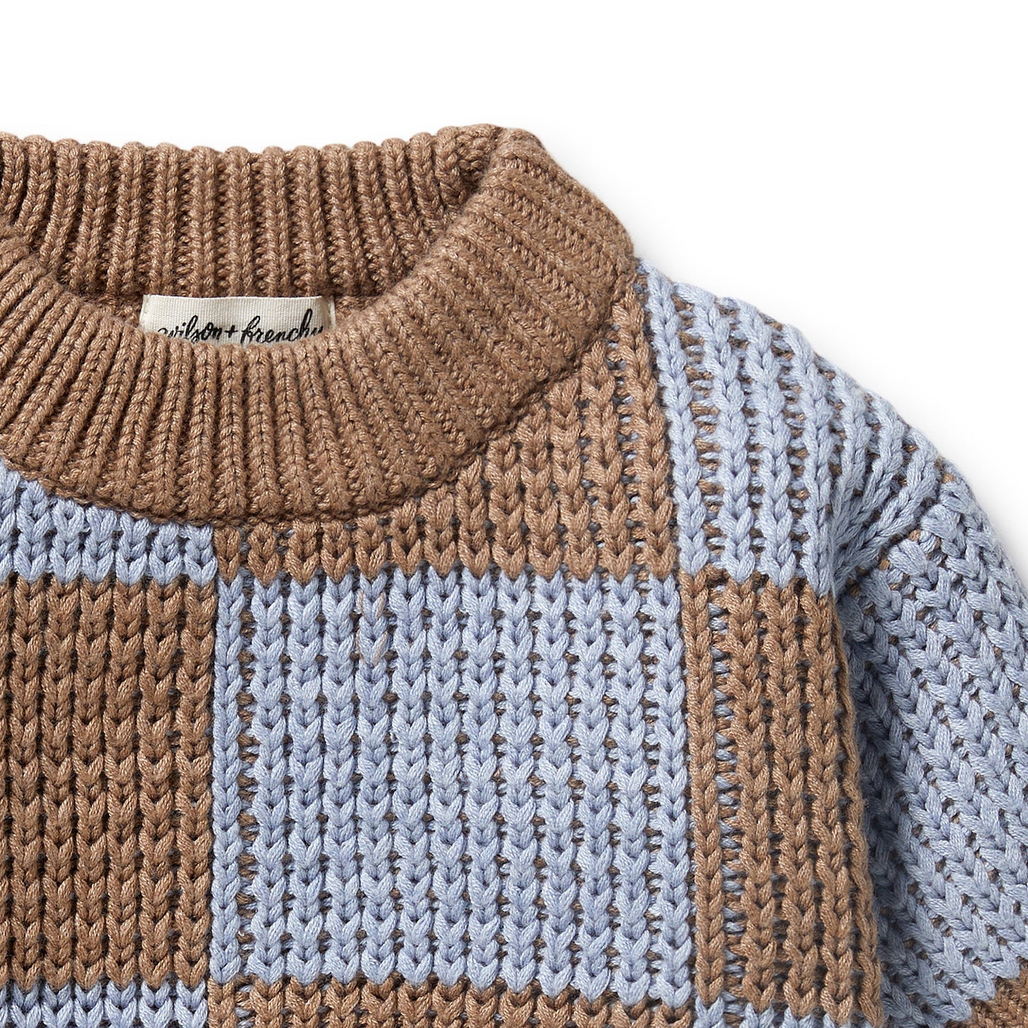 Coco Blue Speckle Organic Knitted Check Jumper