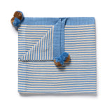 Frosted Blue Organic Knitted Stripe Blanket