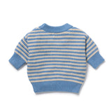 Frosted Blue Organic Knitted Stripe Jumper