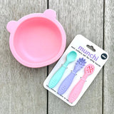 Bear Suction Bowl and Mini Cutlery Set - Pink