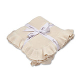 Cream Ruffle Knit Organic Baby Blanket