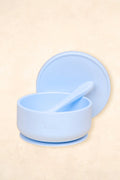 Kiin Silicone Suction Bowl with lid + Spoon Set Pastel Sky