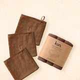 Kiin Wash Cloths 3 Pack - Chocolate