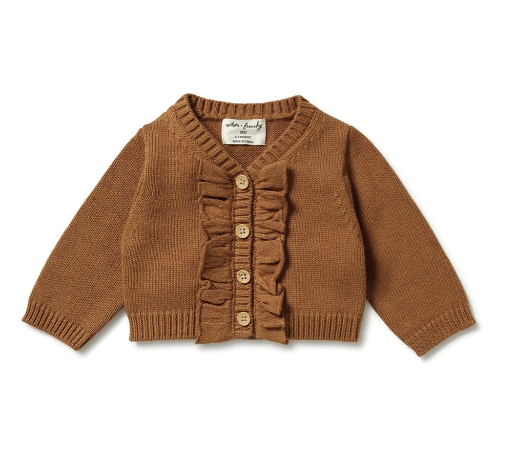 Knitted Ruffle Cardigan - Spice