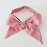 Snuggle Hunny Kids Baby Pink Linen Bow Headband Wrap