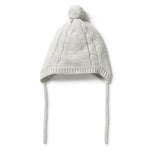 Knitted Mini Cable Bonnet - Grey Melange