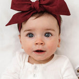 Snuggle Linen Bow Headband Wrap | Burgundy