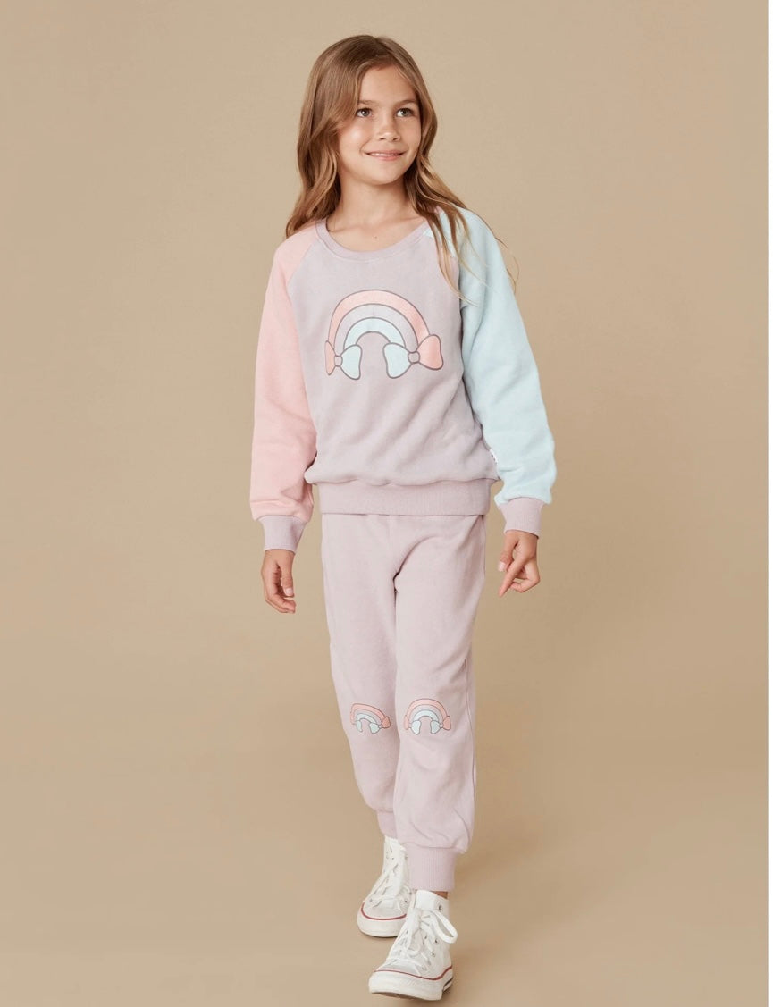 Rainbow Knee Retro Track Pant - Lavender