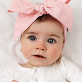 Snuggle Hunny Kids Baby Pink Linen Bow Headband Wrap
