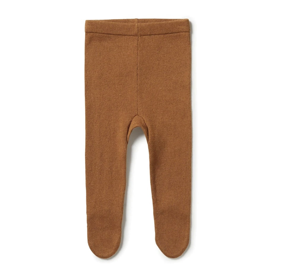 Knitted Legging with Feet - Spice