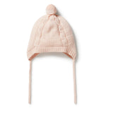 Knitted Mini Cable Bonnet - Blush