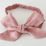 Snuggle Linen Bow Headband Wrap | Dusty Pink