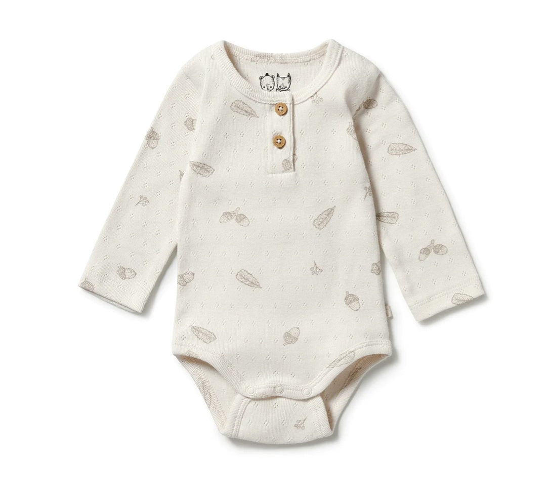 Organic Pointelle Henley Bodysuit - Little Acorn