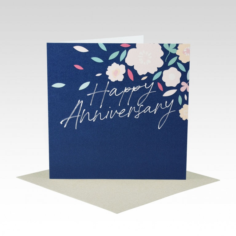 Rhicreative Navy Floral Anniversary Card