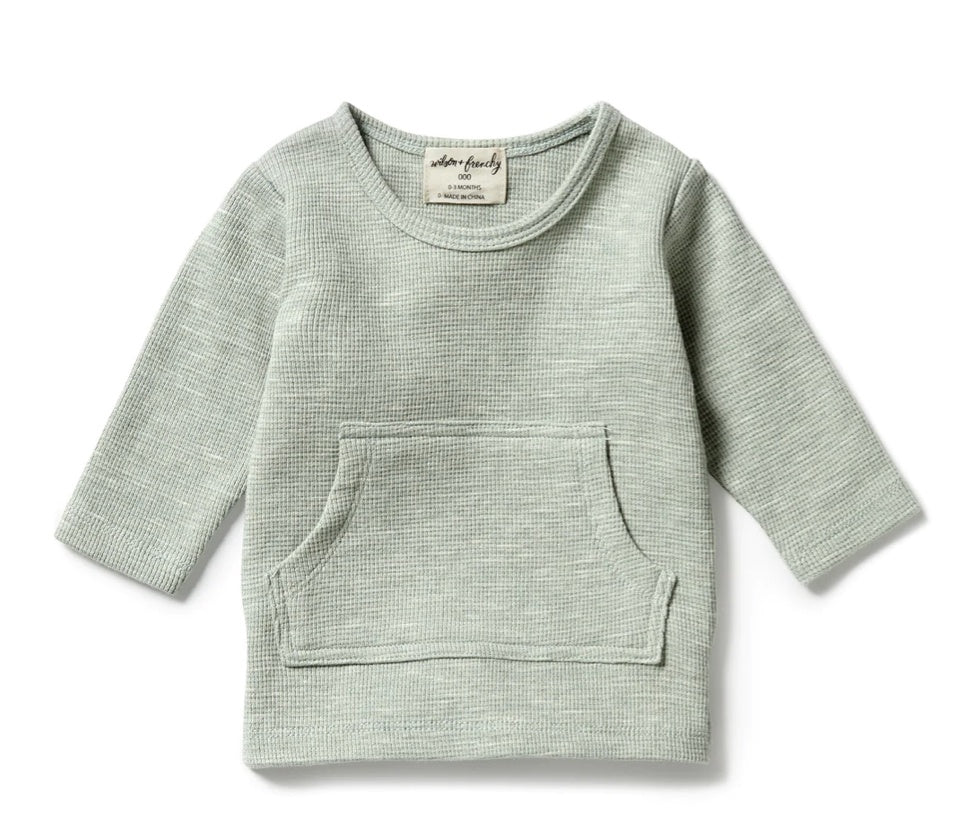 Organic Waffle Pocket Top - Sage