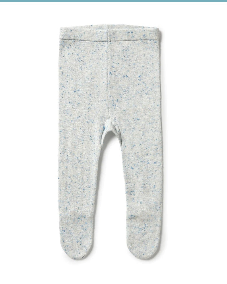 Knitted Legging with Feet - Bluestone Fleck