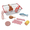 Wooden Meat & Fish Playset with Metal Basket