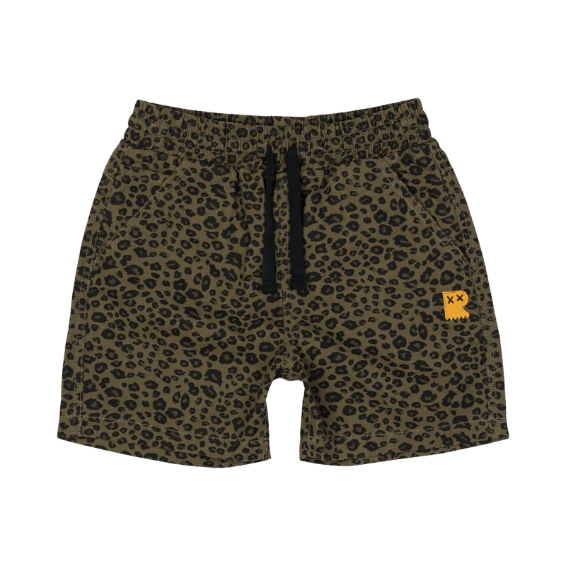 Khaki Leopard Shorts - Khaki