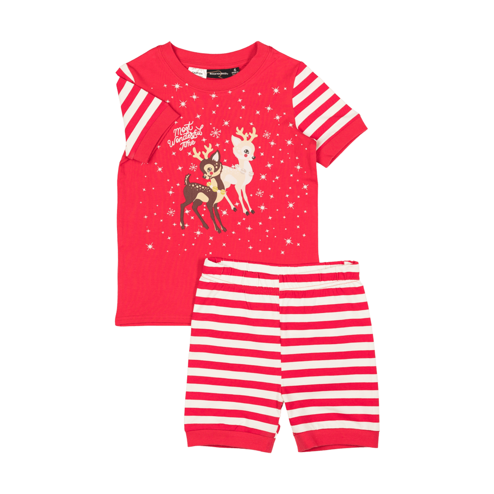 Comet And Cupid SS Pj Set - Red/Cream Stripe