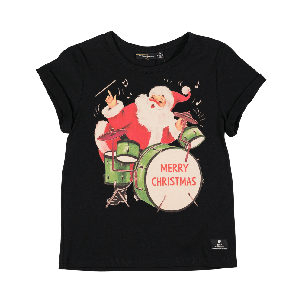 Santa Drummer T-Shirt - Black