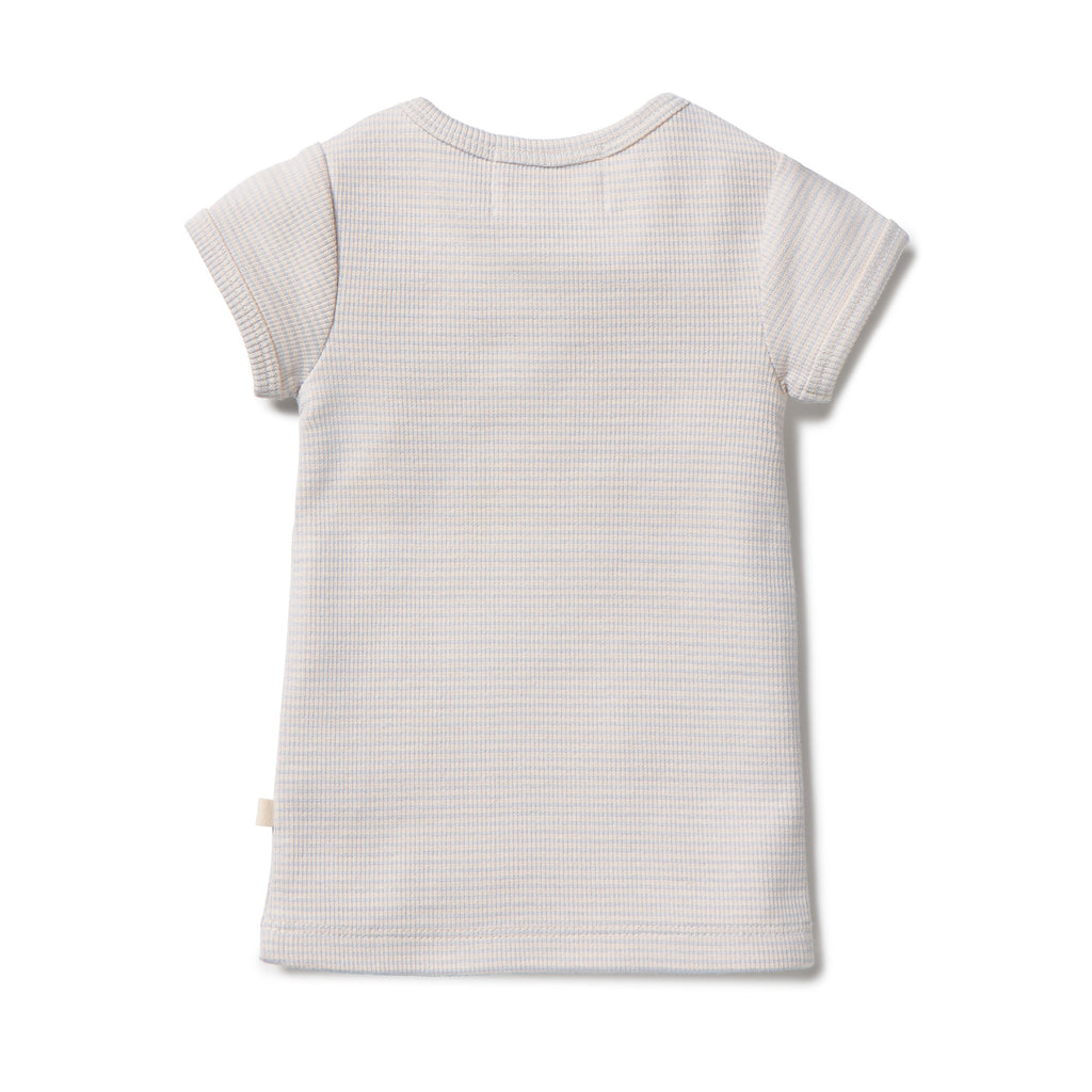 Organic Stripe Rib Henley Tee - Dawn