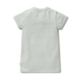 Organic Stripe Rib Henley Tee - Mineral Blue