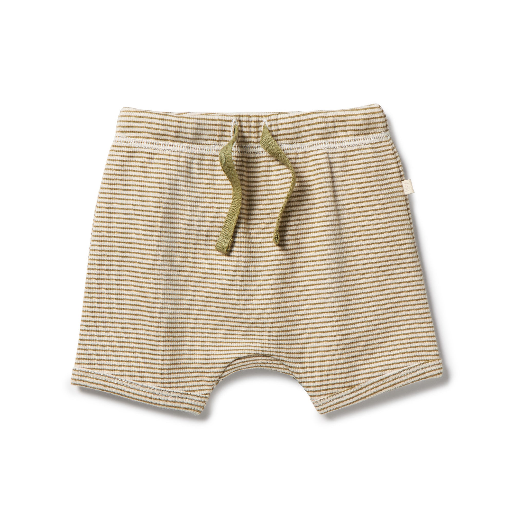 Organic Stripe Rib Tie Front Short - Leaf