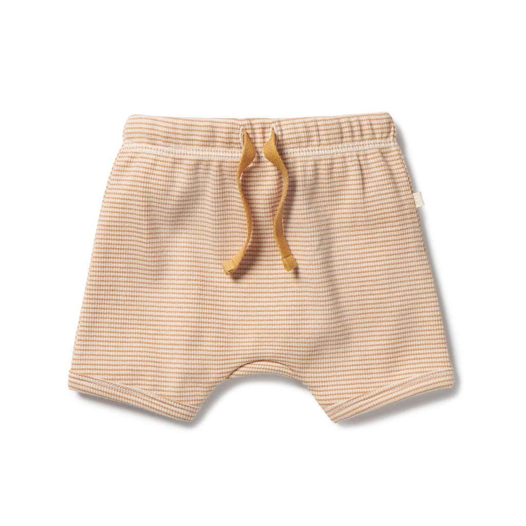 Organic Stripe Rib Tie Front Short - Toffee