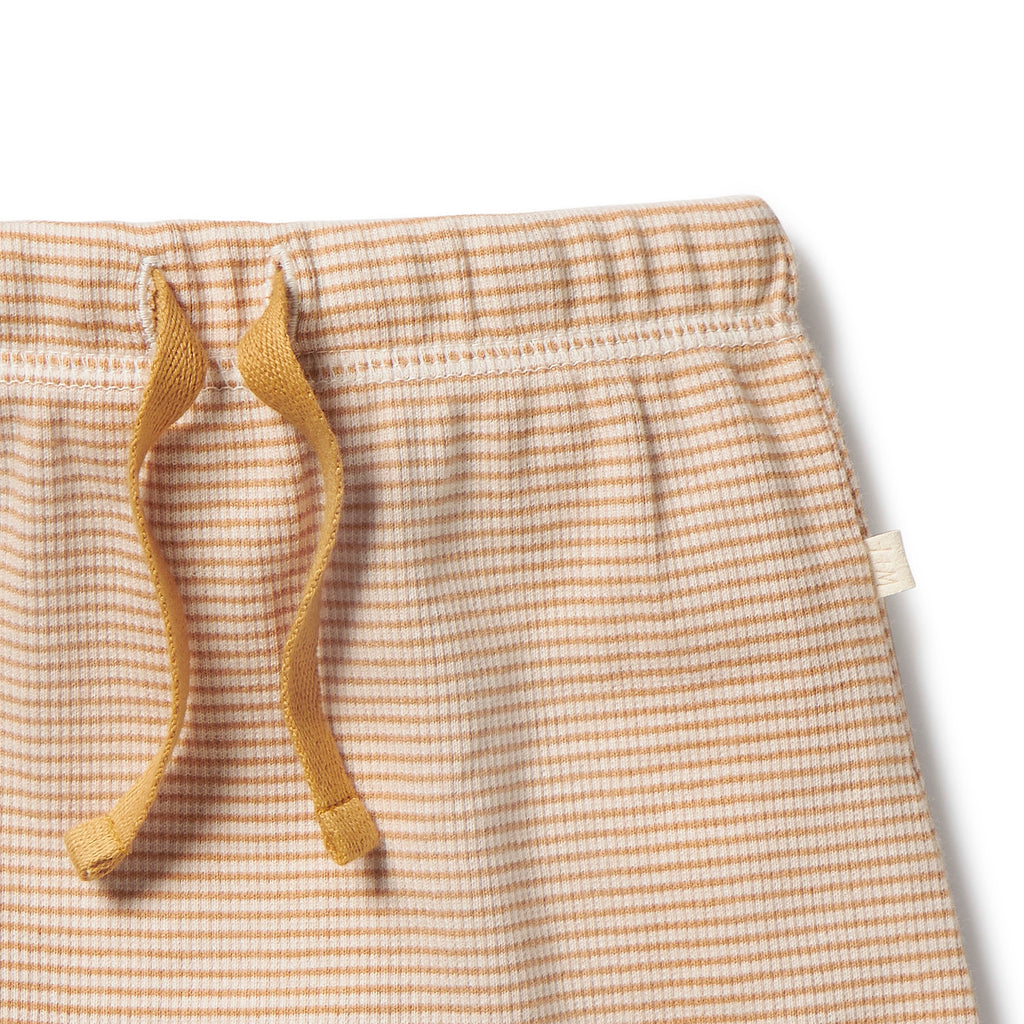 Organic Stripe Rib Tie Front Short - Toffee