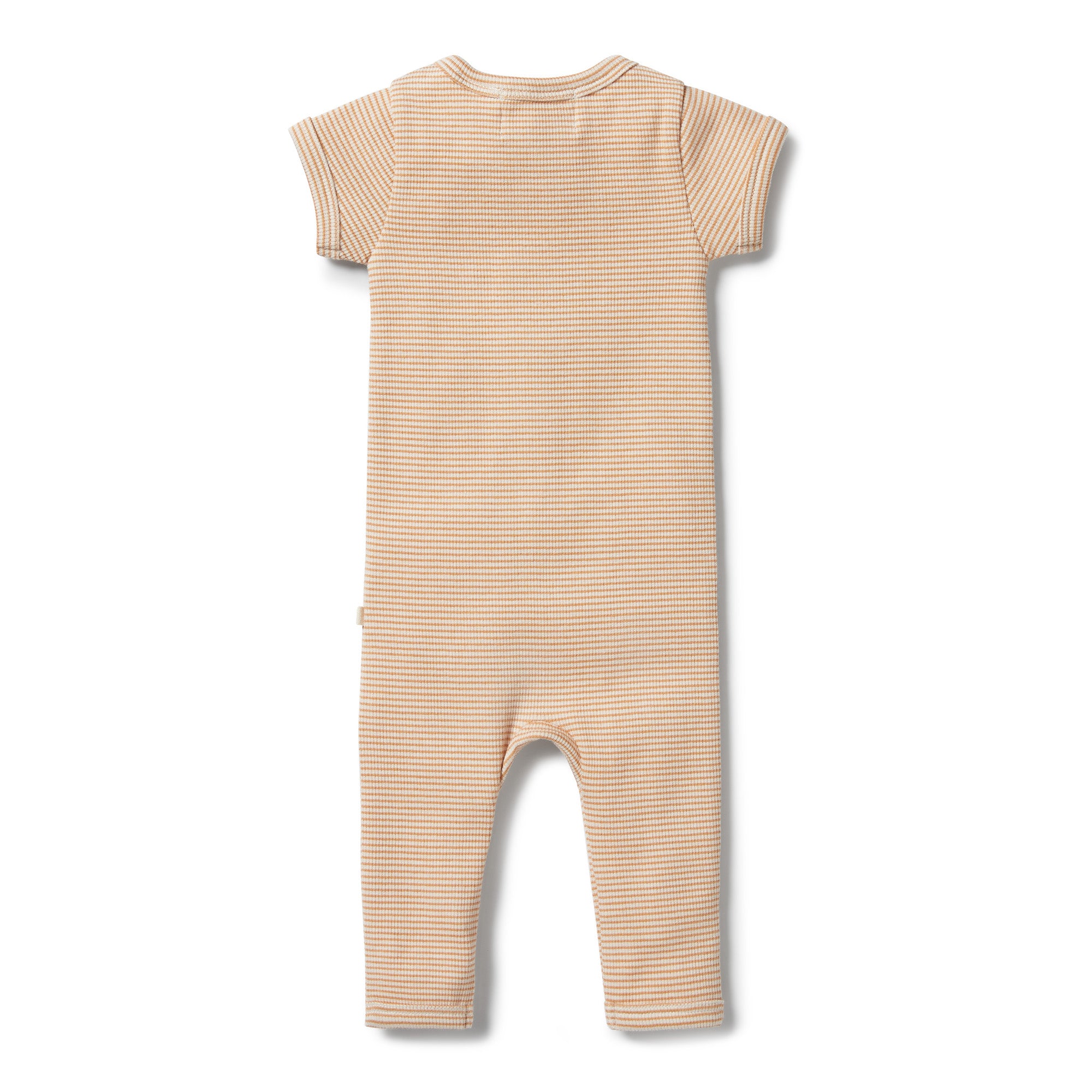 Organic Stripe Rib Zipsuit - Toffee