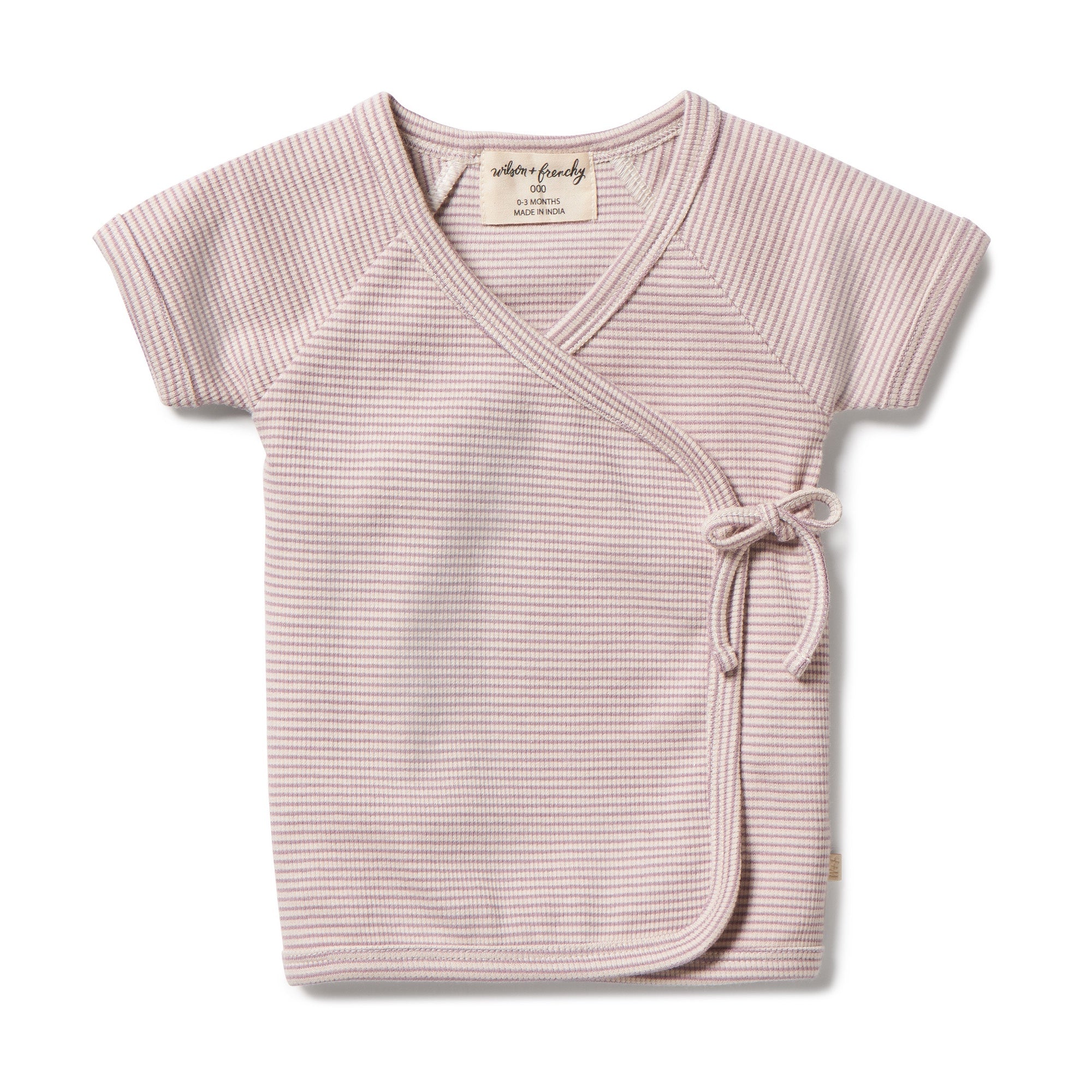 Organic Stripe Rib Kimono Top - Plum
